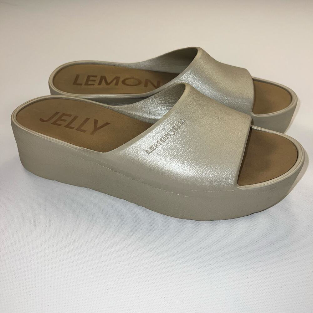 Lemon Jelly Sunny Molded Slide Platform Sandals Champagne Silver Size EU 41 (10)